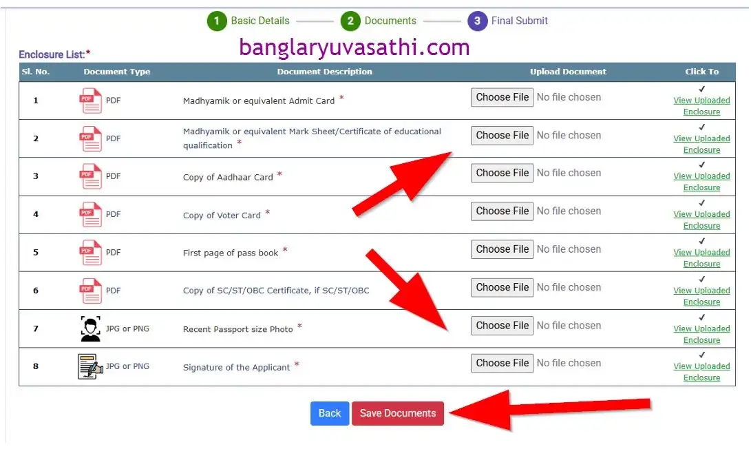Banglar Yuva Sathi Upload Documents 2026